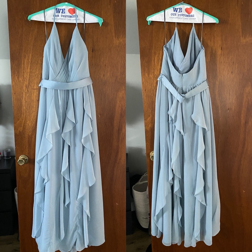 Vera Wang Chiffon Dress in Dusty Blue